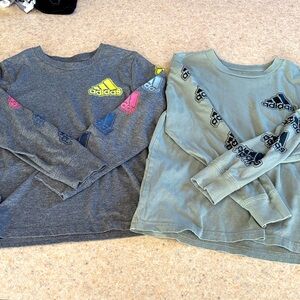 Adidas Kids Long Sleeve Tee bundle. Gray and green